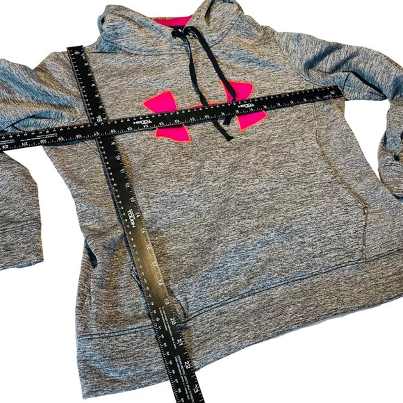 Under Armour Girls Hoodie M Medium Loose Fit Pink Logo Heathered Gray - Picture 5 of 8